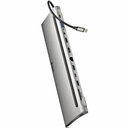 Docking USB Tipo-C NGS WonderDock12/ 3xUSB/ 2xHDMI 4K/ 1xVGA/ 1xRJ45/ 1xLector de Tarjetas/ 1xJack 3.5/ 1xUSB Tipo-C PD/ Gris - Imagen 8