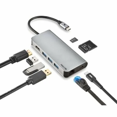 Docking USB Tipo-C NGS WonderDock8/ 3xUSB/ 1xUSB Tipo-C DP/ 1xHDMI 4K/ 1xRJ45/ 1xLector Tarjetas SD - Imagen 8
