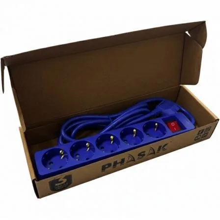 Regleta con Interruptor Phasak BN 0825/ 5 Tomas de Corriente/ Cable 1.8m/ Azul - Imagen 2