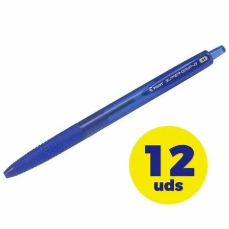Caja de Bolígrafos de Tinta de Aceite Retráctil Pilot Super Grip G/ 12 unidades/ Azules - Imagen 3
