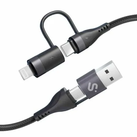 Cable USB 2.0 Tipo-C Subblim Top 4 en 1/ USB Tipo-C Macho - USB Macho/ USB Tipo-C Macho - Lightning Macho/ Hasta 60W/ 480Mbps/ 1m/ Negro - Imagen 7