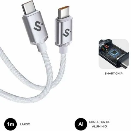Cable USB 2.0 Tipo-C Subblim Optimus/ USB Tipo-C Macho - USB Tipo-C Macho/ Hasta 60W/ 480Mbps/ 1m/ Blanco - Imagen 9