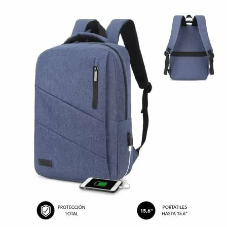 Mochila Subblim City Backpack para Portátiles hasta 15.6"/ Puerto USB/ Azul - Imagen 7