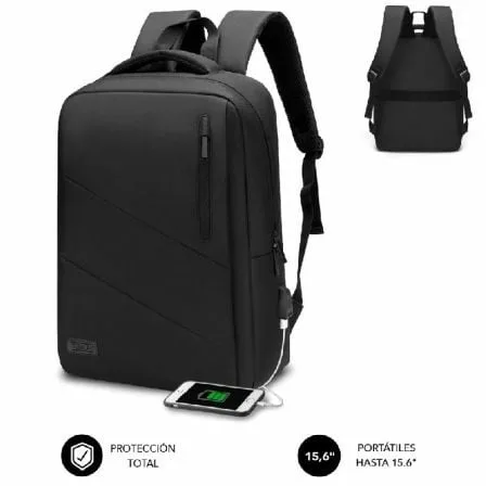 Mochila Subblim City Backpack para Portátiles hasta 15.6"/ Puerto USB/ Negra - Imagen 7
