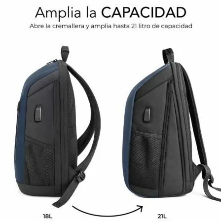 Mochila Subblim Xpand Air Padding Backpack para Portátiles hasta 15.6"/ 21L/ Puerto USB/ Azul - Imagen 5