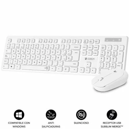 Teclado y Ratón Subblim Combo Business Slim Silencioso Inalámbrico/ Blanco - Imagen 7