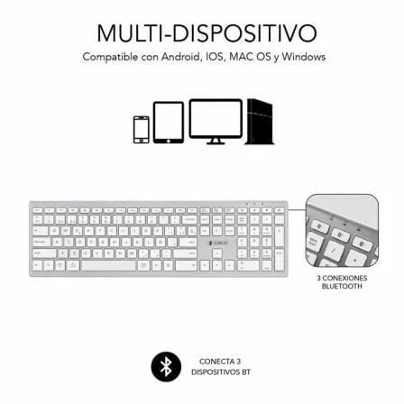 Teclado Inalámbrico por Bluetooth Subblim 2PUE200 Pure Extended/ Plata - Imagen 8