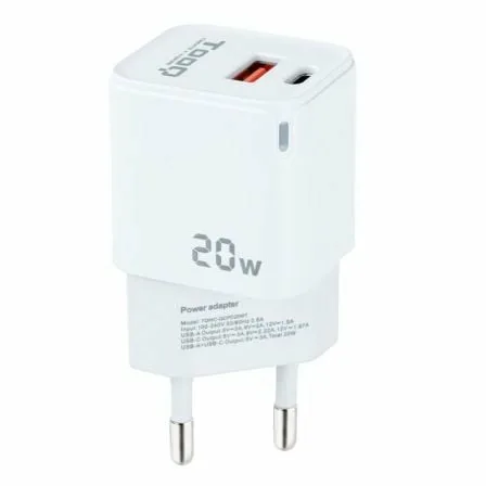 Cargador de Pared TooQ TQWC-QCPD20WT/ 1xUSB-Tipo C/ 1x USB/ 20W/ Blanco - Imagen 7