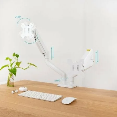 Soporte de Mesa para 2 Monitores TooQ DB1434TNR-W/ Giratorio/ Inclinable/ hasta 10kg - Imagen 6