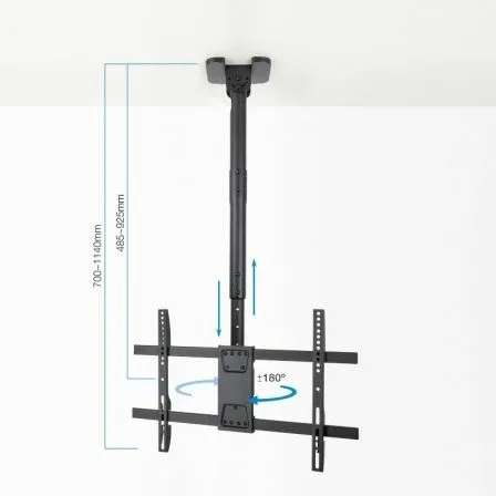 Soporte de Techo Giratorio/ Inclinable/ Nivelable TooQ LPCE1186TSLI-B para TV de 43-86"/ hasta 60kg - Imagen 9