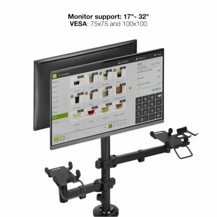 Soporte de Mesa para 2 Monitores, TPV, Impresora, Términal y Lector TooQ TQPM0002/ Giratorio/ Inclinable/ hasta 9kg - Imagen 9