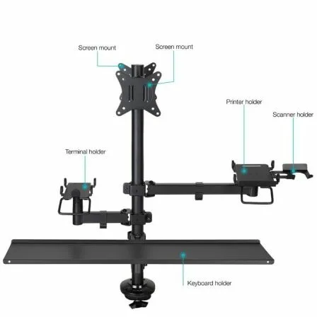 Soporte de Mesa para TPV 2 Monitores TooQ TQPM0003/ Giratorio/ Inclinable/ Rotatorio/ hasta 9kg - Imagen 5