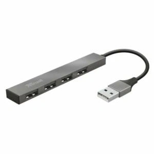 Hub USB 2.0 Trust Halyx/ 4xUSB/ Gris