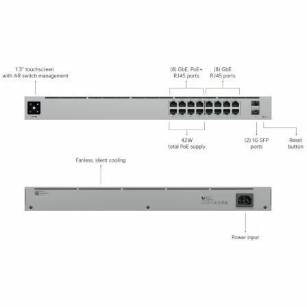Switch Gestionable Ubiquiti USW-16-POE 16 Puertos/ RJ-45 Gigabit 10/100/1000/ SFP/ PoE+ - Imagen 8