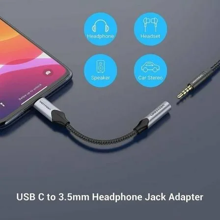 Adaptador Audio Vention BGMHA/ Jack 3.5 Hembra - USB Tipo-C Macho/ 10cm/ Gris - Imagen 8