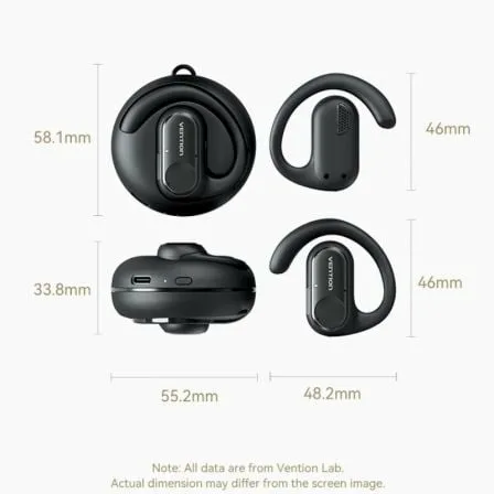 Auriculares Deportivos Bluetooth Vention Open Ear OpenBeat O11 NBPB0 con estuche de carga/ Negros - Imagen 8