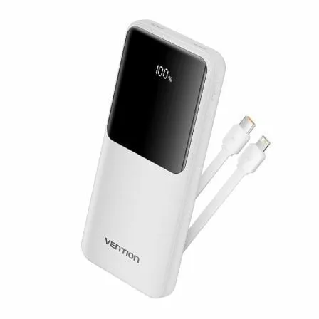 Powerbank 10000mAh Vention FHOW0/ 22.5W/ Blanca/ Incluye Cable USB Tipo-C y Lightning - Imagen 7