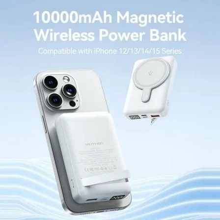 Powerbank 10000mAh Vention FHTW0/ 22.5W/ Wireless/ Blanca - Imagen 8
