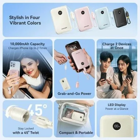 Powerbank 10000mAh Vention FKAN0-C/ 22.5W/ Gris/ Incluye Cable USB Tipo-C - Imagen 6