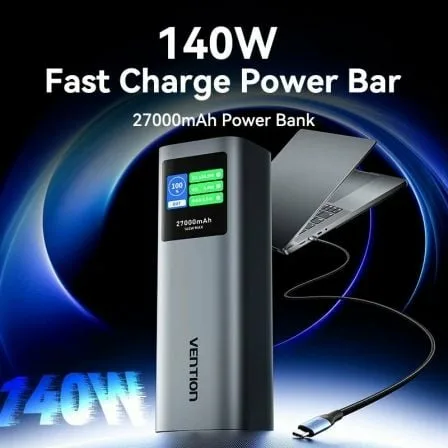 Powerbank 27000mAh Vention FKEH0/ 140W/ Gris - Imagen 5