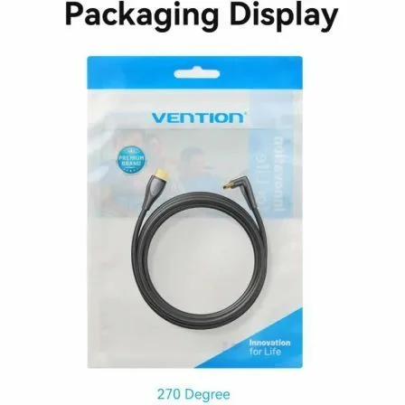 Cable HDMI 2.0 4K Acodado Vention ALQBG/ HDMI Macho - HDMI Macho/ 1.5m/ Negro - Imagen 4