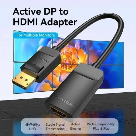 Cable Conversor Vention HBZBB/ DisplayPort Macho - HDMI 4K Hembra/ 15cm/ Negro - Imagen 8