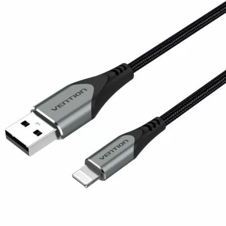 Cable USB 2.0 Lightning Vention LABHG/ USB Macho - Lightning Macho/ 1.5m/ Gris