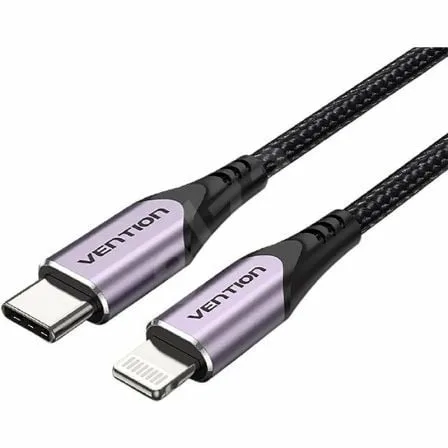 Cable USB 2.0 Tipo-C Lightning Vention TACVF/ USB Tipo-C Macho - Lightning Macho/ 480Mbps/ 1m/ Morado - Imagen 3