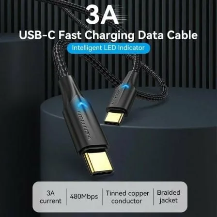 Cable USB 2.0 Tipo-C 3A Vention TAUBD/ USB Tipo-C Macho - USB Tipo-C Macho/ Hasta 60W/ 480Mbps/ 50cm/ Negro - Imagen 8