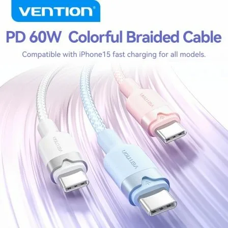 Cable USB 2.0 Tipo-C 3A Vention TRDWH/ USB Tipo-C Macho - USB Tipo-C Macho/ Hasta 60W/ 480Mbps/ 2m/ Blanco - Imagen 9
