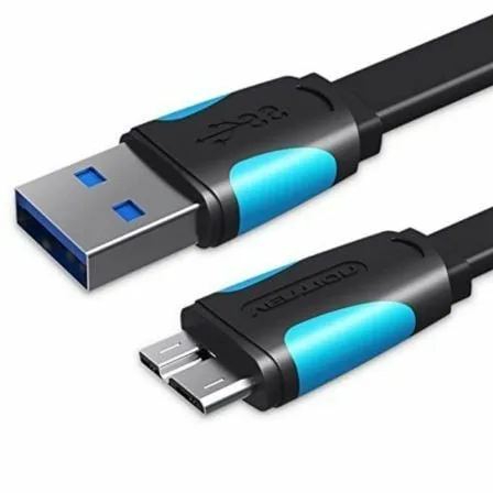 Cable USB 3.0 Vention VAS-A12-B050/ MicroUSB Macho - USB Macho/ 10W/ 5Gbps/ 50cm/ Azul y Negro - Imagen 2