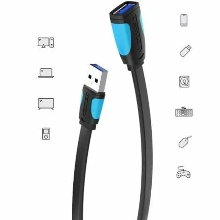 Cable Alargador USB 3.0 Vention VAS-A13-B200/ USB Macho - USB Hembra/ 5Gbps/ 2m/ Negro y Azul - Imagen 6