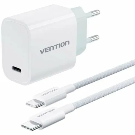 Cargador de Pared Vention G13W0-EU/ 1xUSB Tipo-C + Cable USB Tipo-C/ 1xUSB/ 30W - Imagen 3