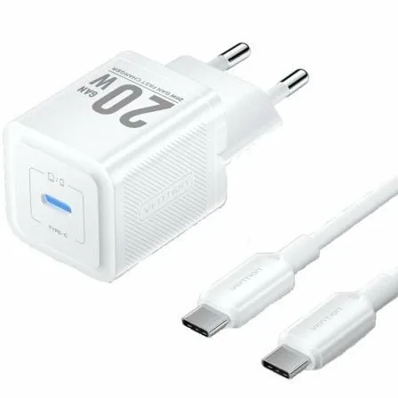 Cargador de Pared GaN Vention TZ-FEPW0-EU-01/ 1xUSB Tipo-C + Cable USB Tipo-C/ 20W - Imagen 7