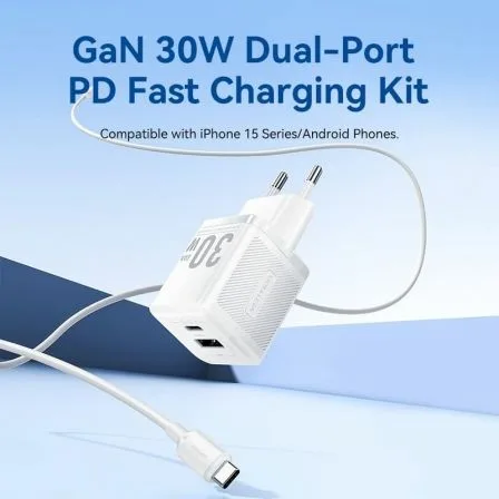 Cargador de Pared GaN Vention TZ-FEQB0-EU-01/ 1xUSB Tipo-C/ 1xUSB + Cable USB Tipo-C/ 30W - Imagen 8