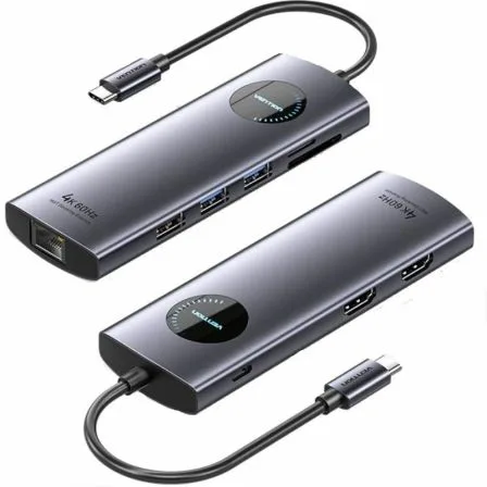 Docking USB Tipo-C Vention TQVHB/ 2xHDMI 4K/ 3xUSB/ 1xRJ45/ 1xLector de Tarjetas/ 1xUSB Tipo-C PD/ Gris - Imagen 7