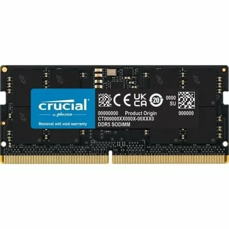 Memoria RAM Crucial 16GB/ DDR5/ 4800MHz/ 1.1V/ CL40/ SODIMM