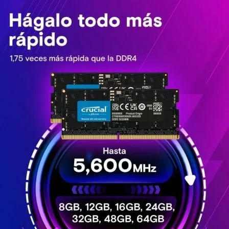 Memoria RAM Crucial 16GB/ DDR5/ 4800MHz/ 1.1V/ CL40/ SODIMM - Imagen 3