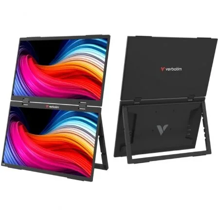 Monitor Portátil Táctil Verbatim Duo Essentials 15.6" + 15.6"/ Full HD/ Multimedia/ Negro