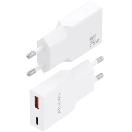 Cargador de Pared GaN Aisens A110-1000/ 1xUSB Tipo-C/ 1xUSB/ 25W/ Blanco - Imagen 3