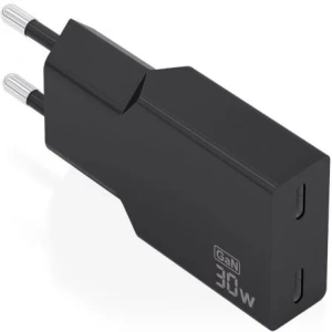 Cargador de Pared GaN Aisens A110-1006/ 2xUSB Tipo-C/ 30W/ Negro