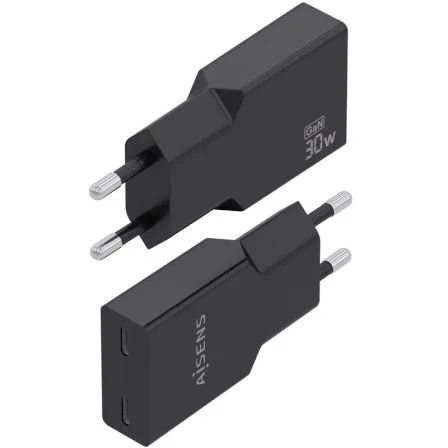 Cargador de Pared GaN Aisens A110-1006/ 2xUSB Tipo-C/ 30W/ Negro - Imagen 3