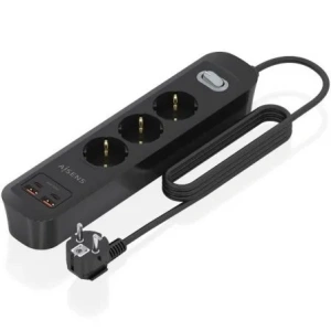 Regleta con Interruptor Aisens ASPS-2A2C11-BK/ 3 Tomas de Corriente/ 2 USB - 2 USB Tipo-C/ Cable 1.4m/ Negro