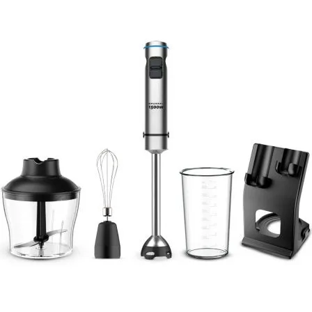 Batidora de mano Grunkel BM-1500SET/ 1500W/ Capacidad 0.8L/ Incluye Vaso, Picadora, Varilla y Soporte