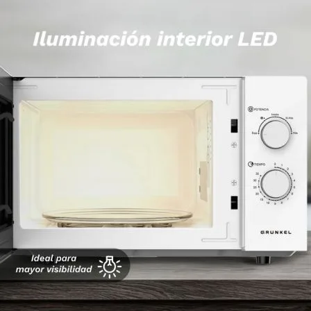 Microondas Grunkel MW-25EASY/ 850W/ Capacidad 25L/ Blanco - Imagen 2
