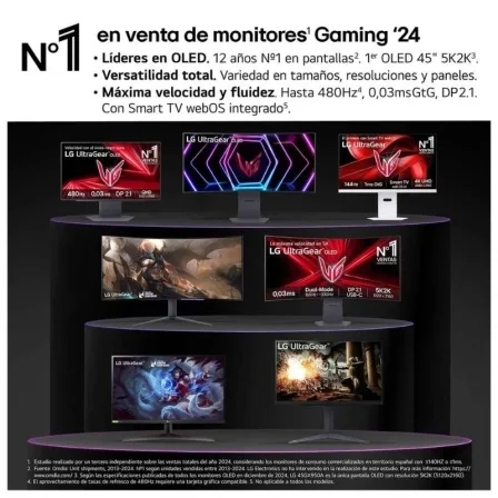 Smart Monitor Gaming Ultrapanorámico Curvo LG UltraGear 34GX90SA-W 34"/ WQHD/ Multimedia/ 0.03ms/ 240Hz/ OLED/ Regulable en altura/ Smart TV/ Blanco - Imagen 2