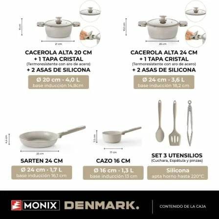 Pack Batería de Cocina Monix Denmark/ Cazo Ø16cm/ Sarten Ø24cm/ Cacerolas Ø20 - 24cm/ Aluminio Fundido/ Apta para Inducción - Imagen 3