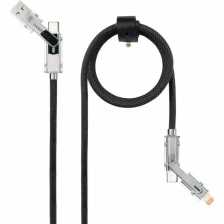 Cable USB 2.0 Tipo-C Nanocable 10.01.2602/ USB Tipo-C Macho + USB Macho - USB Tipo-C Macho + Lightning Macho/ Hasta 27W/ 480Mbps/ 2m/ Negro
