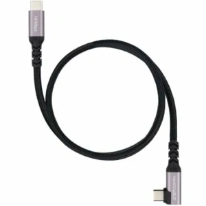 Cable USB 3.2 Tipo-C Acodado Nanocable 10.01.4702/ USB Tipo-C Macho - USB Tipo-C Macho/ Hasta 100W/ 10Gbps/ 2m/ Negro