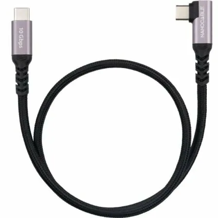 Cable USB 3.2 Tipo-C Acodado Nanocable 10.01.4703/ USB Tipo-C Macho - USB Tipo-C Macho/ Hasta 100W/ 10Gbps/ 3m/ Negro - Imagen 2